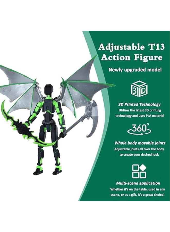 Already Assembled T13 Action Figure Accessories,Dummy 13 T13 Multi-Jointed Movable,for Collectors Desktop Decorations t-13 Movability 3D Printed Toys (Black Green) - Image 3