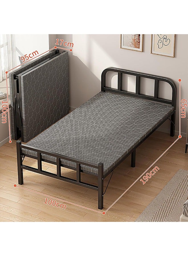 Beauenty Folding Bed for Adults Size 190x 90cm Folding Single Bed Heavy Duty Steel Metal Platform Bed Frame with Tool Free Setup for Tent Office Outdoor Travel  Supports 330 lbs(Black)  - Image 2