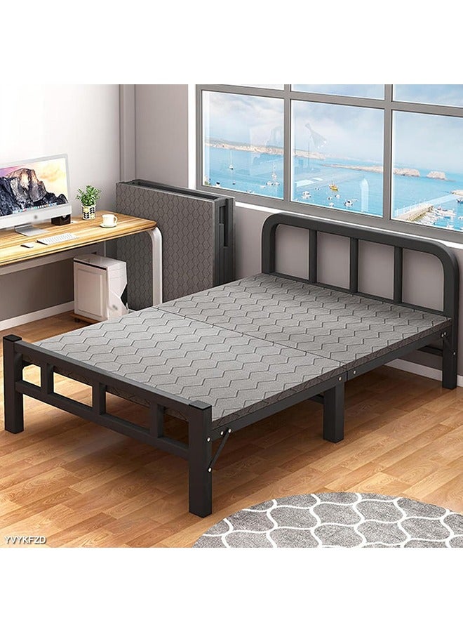 Beauenty Folding Bed for Adults Size 190x 90cm Folding Single Bed Heavy Duty Steel Metal Platform Bed Frame with Tool Free Setup for Tent Office Outdoor Travel  Supports 330 lbs(Black)  - Image 3