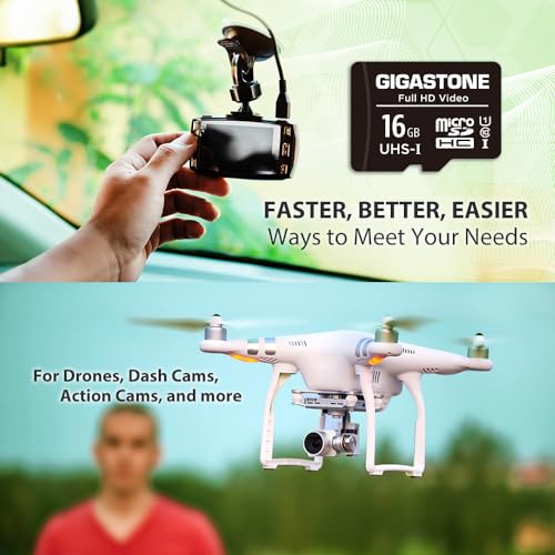 Gigastone [Gigastone] 16GB Micro SD Card 5 Pack, Full HD Video, Surveillance Security Cam Action Camera Drone, 85MB/s Micro SDHC Class 10, with Adapter - Image 5