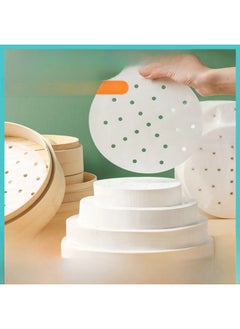Thickened Steamer Paper Round Perforated Non-stick High Temperature Resistant Steamer Paper Buns Paper Pad Roast Duck Cake Pad Paper Parchment Paper-Color:200 Sheets-Specifications:5.5 Inches 14cm