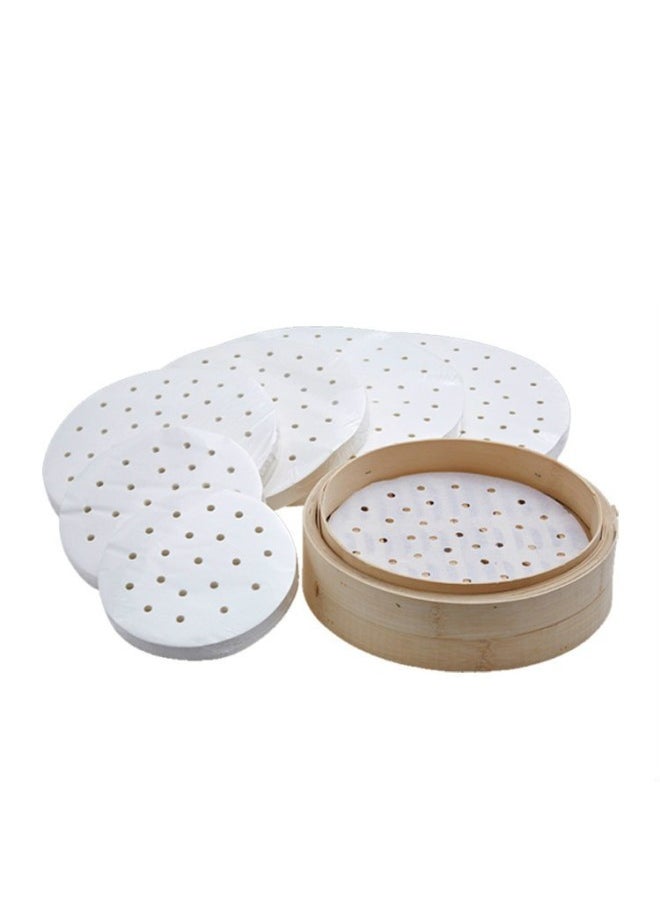 Generic - Thickened Steamer Paper Round Perforated Non-stick High Temperature Resistant Steamer Paper Buns Paper Pad Roast Duck Cake Pad Paper Parchment Paper-Color:200 Sheets-Specifications:5.5 Inches 14cm - Image 1