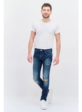 TRUE RELIGION Men Skinny Fit Ripped Denim Jeans, Blue  - Image 3
