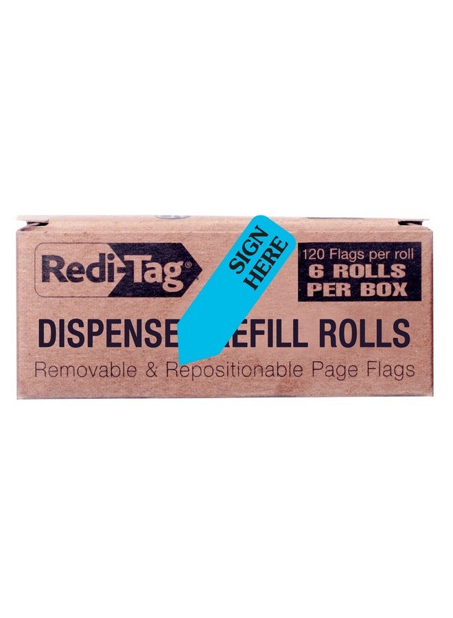 Redi-Tag "Sign Here" Flags, Refills For Flag Dispenser, Printed Message Flags, Blue Adhesive Reminders, 720 Flags Total, 1-3/4" X 9/16" (B91003)