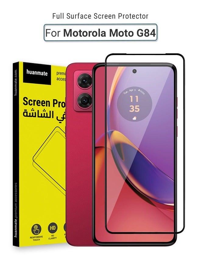 huanmate Motorola Moto G84 Screen Protector – Premium Edge to Edge Tempered Glass, High Transparency, Delicate Touch, Anti-Explosion, Smooth Arc Edges, Easy Installation - Image 1