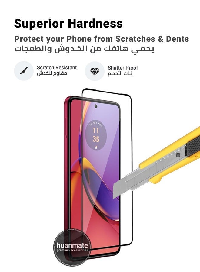 huanmate Motorola Moto G84 Screen Protector – Premium Edge to Edge Tempered Glass, High Transparency, Delicate Touch, Anti-Explosion, Smooth Arc Edges, Easy Installation - Image 4