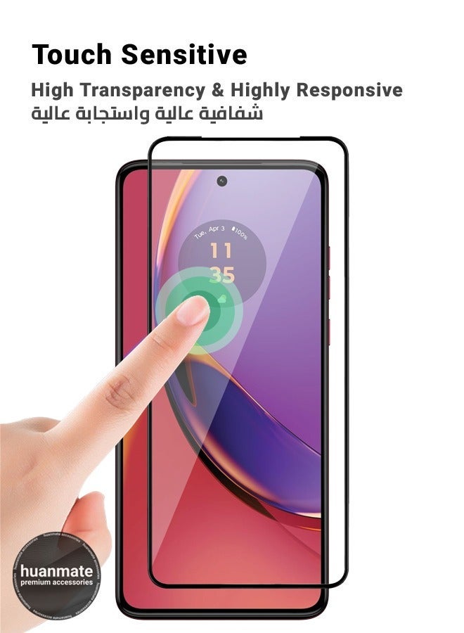 huanmate Motorola Moto G84 Screen Protector – Premium Edge to Edge Tempered Glass, High Transparency, Delicate Touch, Anti-Explosion, Smooth Arc Edges, Easy Installation - Image 3