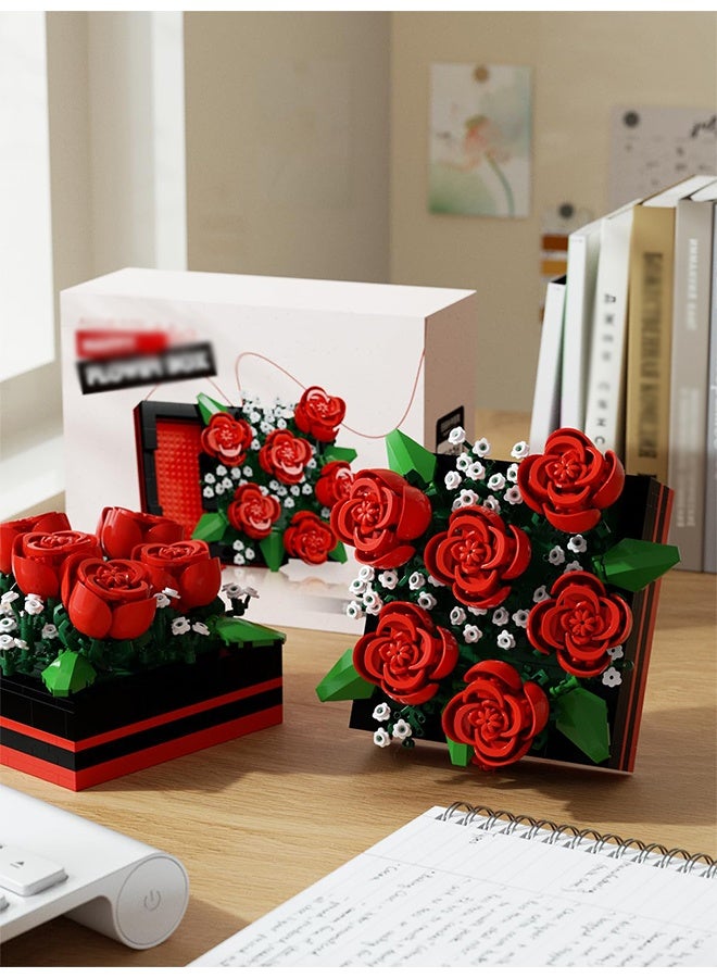 Flower Bouquet Building Decoration Set - Artificial Flowers with Roses, Decorative Home Accessories, Gift,Building Toys - Image 4