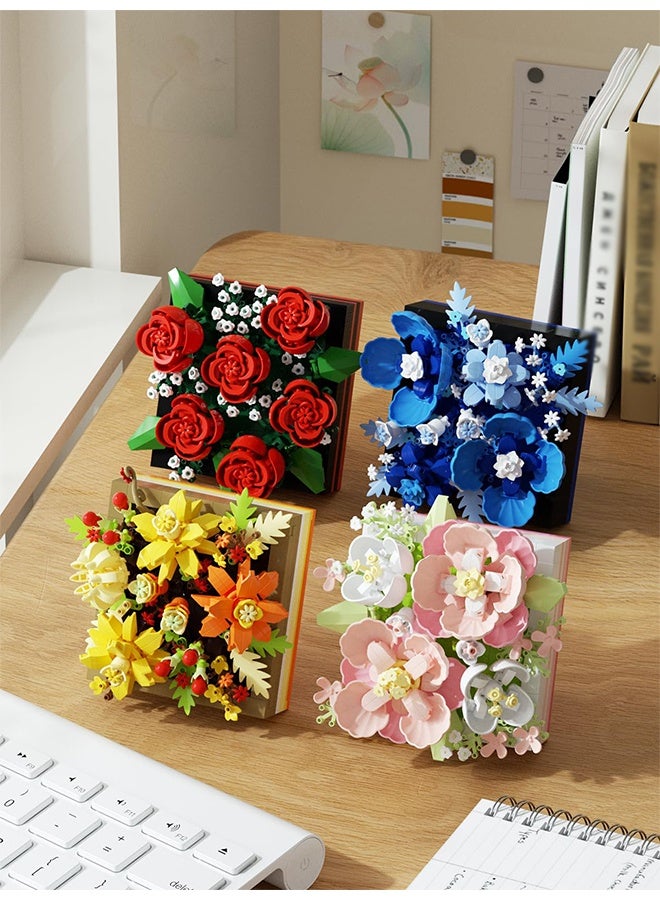 Flower Bouquet Building Decoration Set - Artificial Flowers with Roses, Decorative Home Accessories, Gift,Building Toys - Image 5