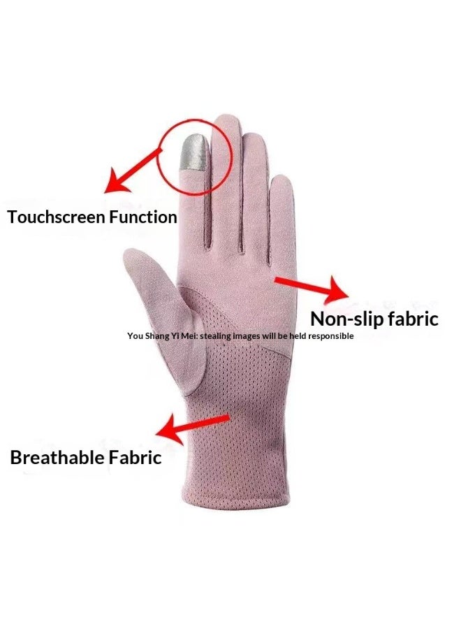 HYH Women's Cotton Sun Protection Gloves,  Gloves DrivingSummer Lace Polka Dot Breathable Touchscreen Gloves, Non-Slip Driving & Cycling Gloves - Image 5