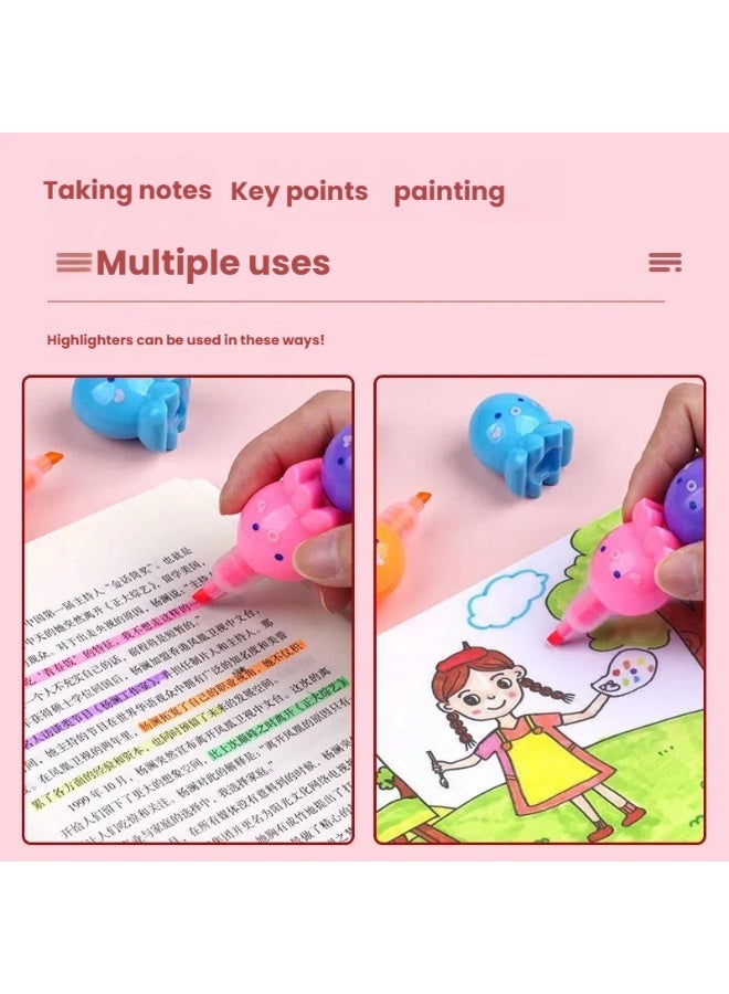 Cute Octopus Highlighters Set 6 Bright Colors Slanted Nib Fun Animal Design and Vibrant Ink Ideal for Students Note-Taking and Creative Marking - Image 2