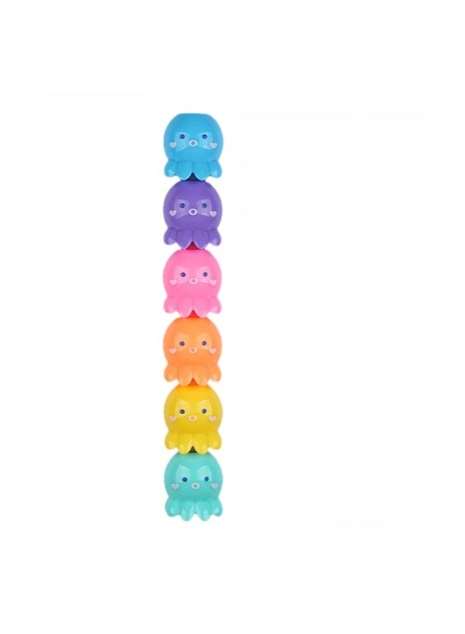 Cute Octopus Highlighters Set 6 Bright Colors Slanted Nib Fun Animal Design and Vibrant Ink Ideal for Students Note-Taking and Creative Marking - Image 5