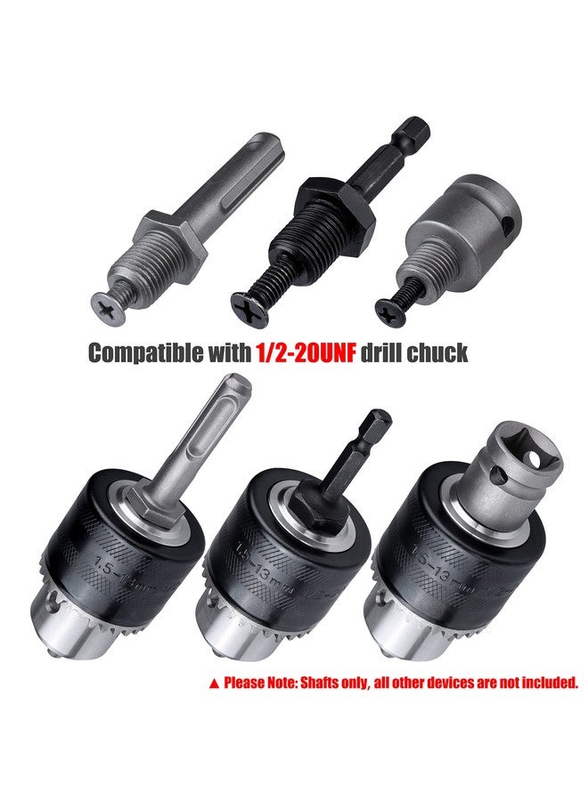Yakamoz Yakamoz 3Pcs 1/2-20 UNF Mount Thread Drill Chuck Shank Adapter Set, SDS-Plus Shank for Rotary Hammer Drill | 1/4" Hex Shank for Impact Driver | 1/2" Drive Female Adapter for Air Impact Wrench  - Image 5