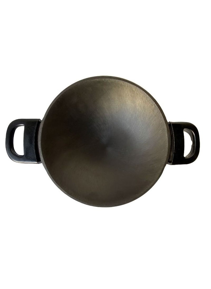 Pre-Seasoned Cast Iron Appam Pan Hopper Pot with Stay Cool Handle Black 22cm