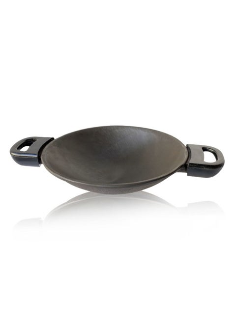 Pre-Seasoned Cast Iron Appam Pan Hopper Pot with Stay Cool Handle Black 22cm