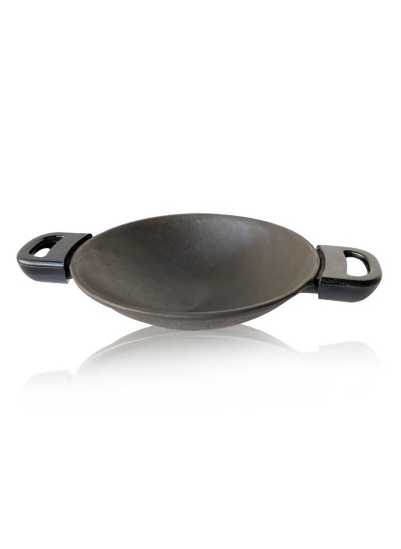 Pre-Seasoned Cast Iron Appam Pan Hopper Pot with Stay Cool Handle Black 22cm