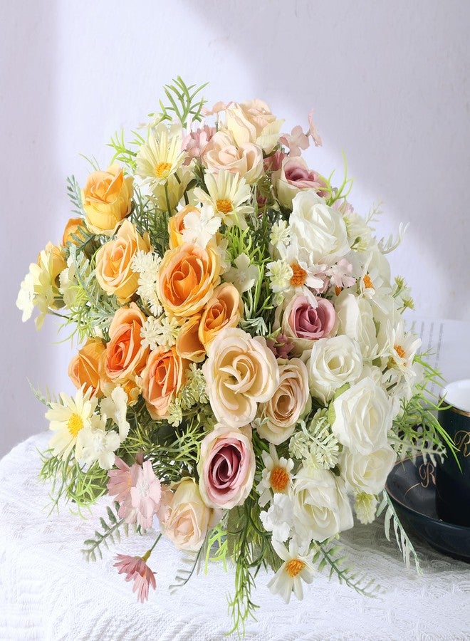 Cyblinia Artificial Flowers 3 Pack Artificial Fake Flowers Bouquet Wedding Bouquets Decorations Plastic Floral for Party Home Décor - Image 4