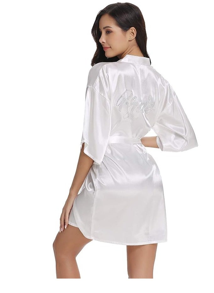 Bride Silk Satin Bathrobe For Weddings And Bridal Showers  - Image 1