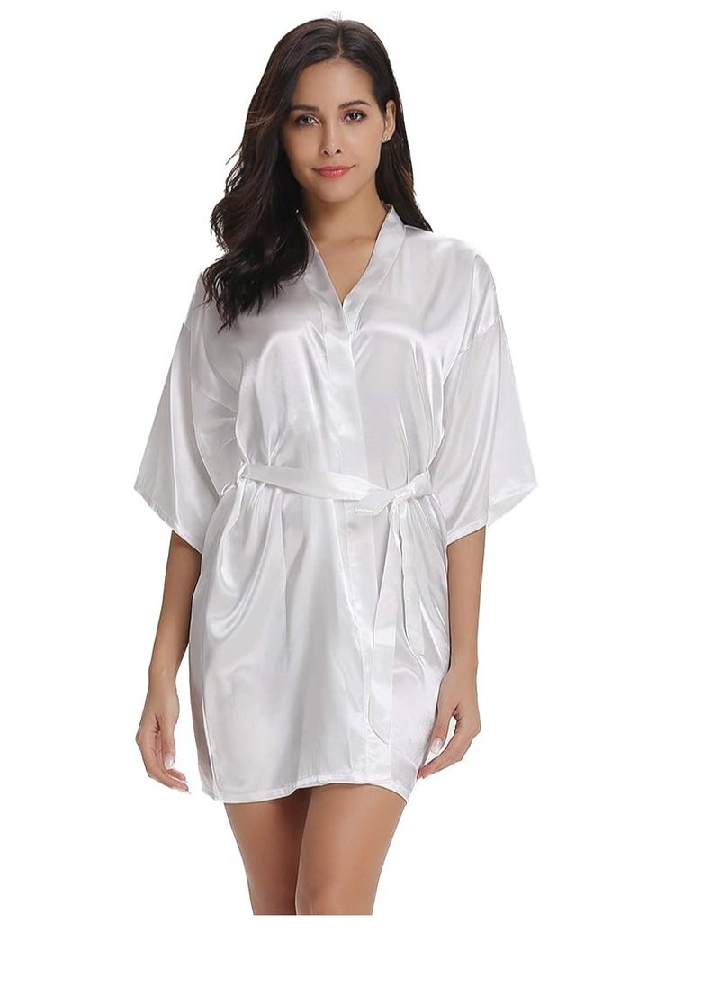 Bride Silk Satin Bathrobe For Weddings And Bridal Showers  - Image 3