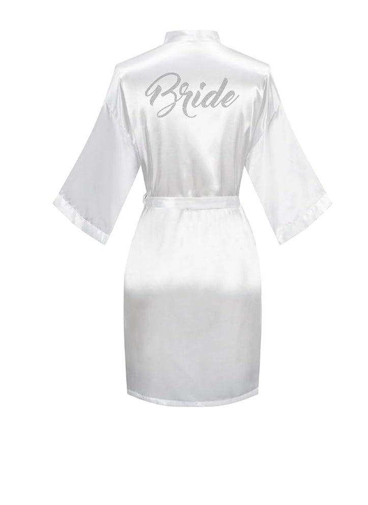 Bride Silk Satin Bathrobe For Weddings And Bridal Showers  - Image 4