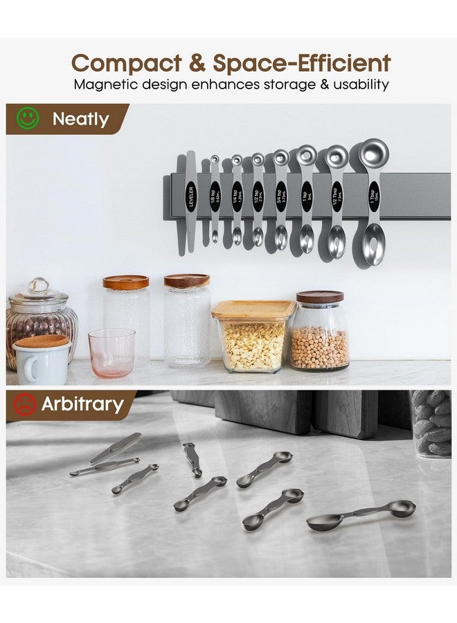 MTRoyaldia MTROYALDIA 8 PCS 304 Stainless Steel Measuring Spoons Set, 8 Pieces Magnetic Measuring Spoons for Cooking Baking, Coffee Sugar Salt for Liquid Wet and Dry Ingredients (Black)  - Image 4