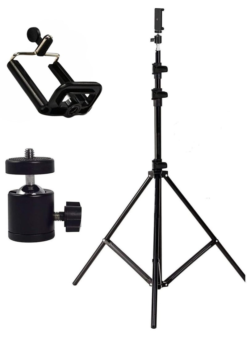 7ft Adjustable Phone Tripod with Rotating Ball Head and Mobile Phone Clip, Perfect for Photos, Vlogging, Online Shooting  - Image 1