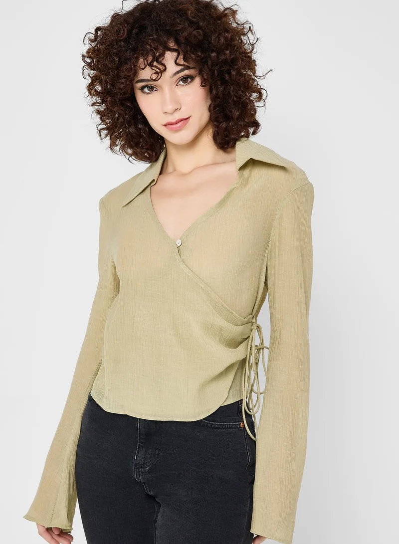 TOPSHOP Tie Detail Wrap Top