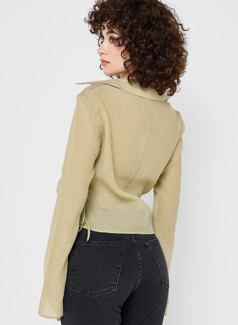 TOPSHOP Tie Detail Wrap Top