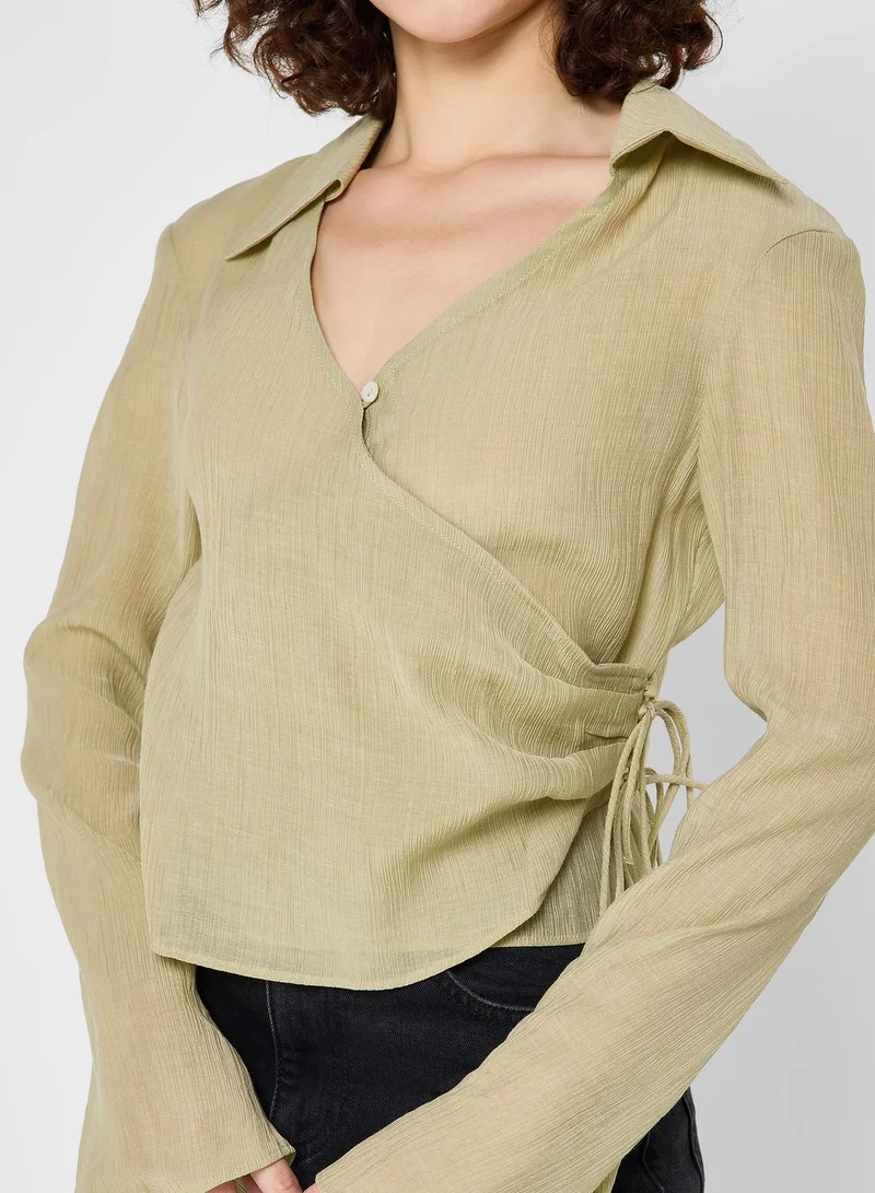 TOPSHOP Tie Detail Wrap Top