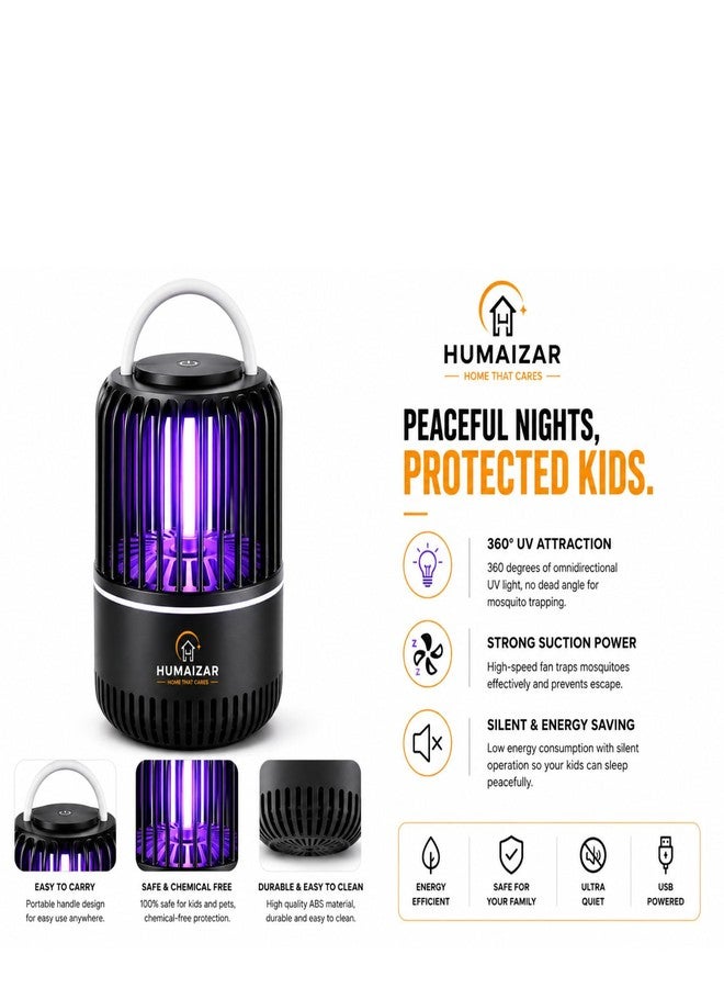 HUMAIZAR Mosquito Trap Lamp | Chemical Free USB Bug Zapper | Quiet UV Mosquito Killer for Bedroom, Nursery & Living Room - Image 3