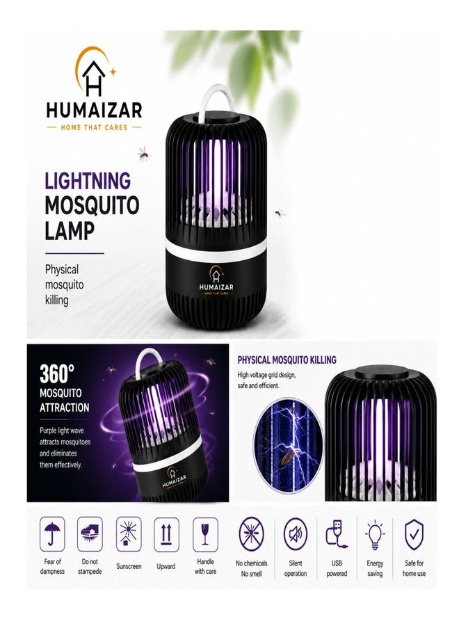 HUMAIZAR Mosquito Trap Lamp | Chemical Free USB Bug Zapper | Quiet UV Mosquito Killer for Bedroom, Nursery & Living Room - Image 4