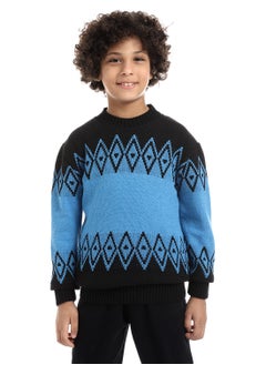 Wool Boys Pullover With Multi Design