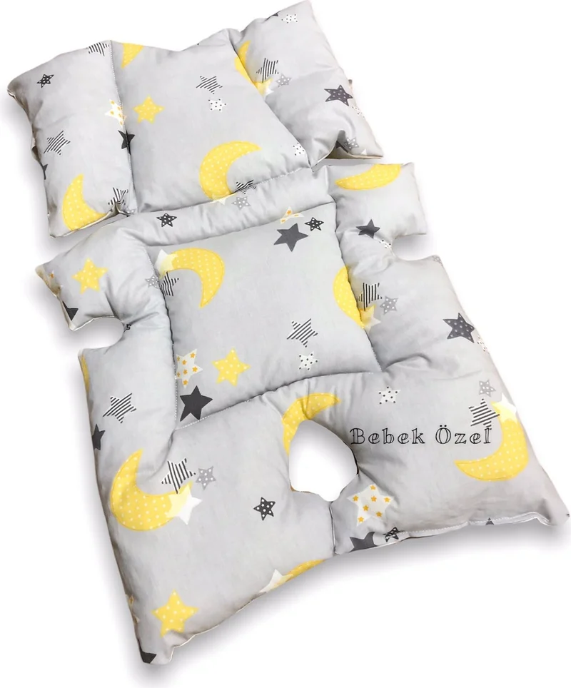 بيبيك اوزيل Baby Special Baby Stroller and Car Seat Cushion with Waist Support Gray Crescent and Star