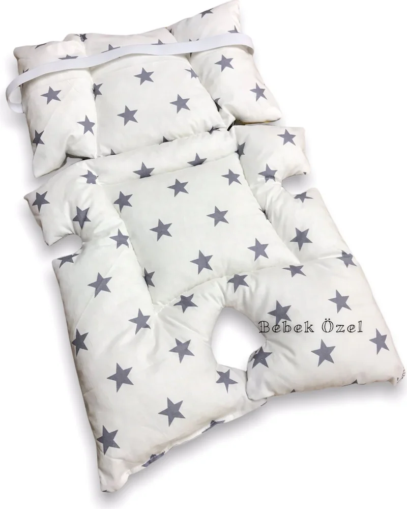 بيبيك اوزيل Baby Special Baby Stroller and Car Seat Cushion with Waist Support Gray Crescent and Star