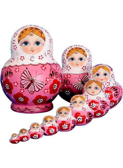 10Pcs Russian Nesting Dolls Matryoshka Handmade01071