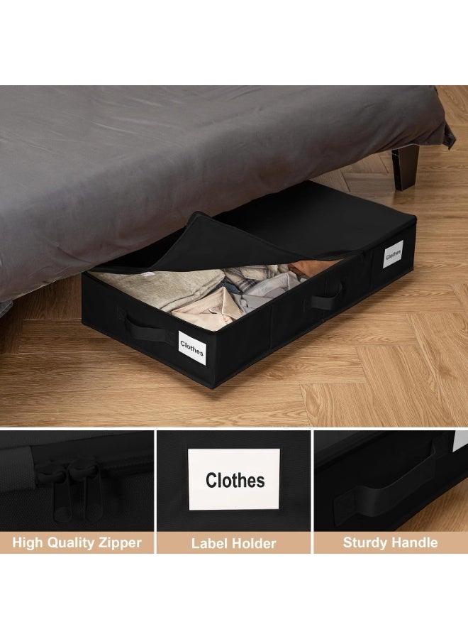 2-Pack Under-Bed Storage Boxes with Wheels, Foldable Zippered Organizer for Clothes & Bedding, Grey - Image 4