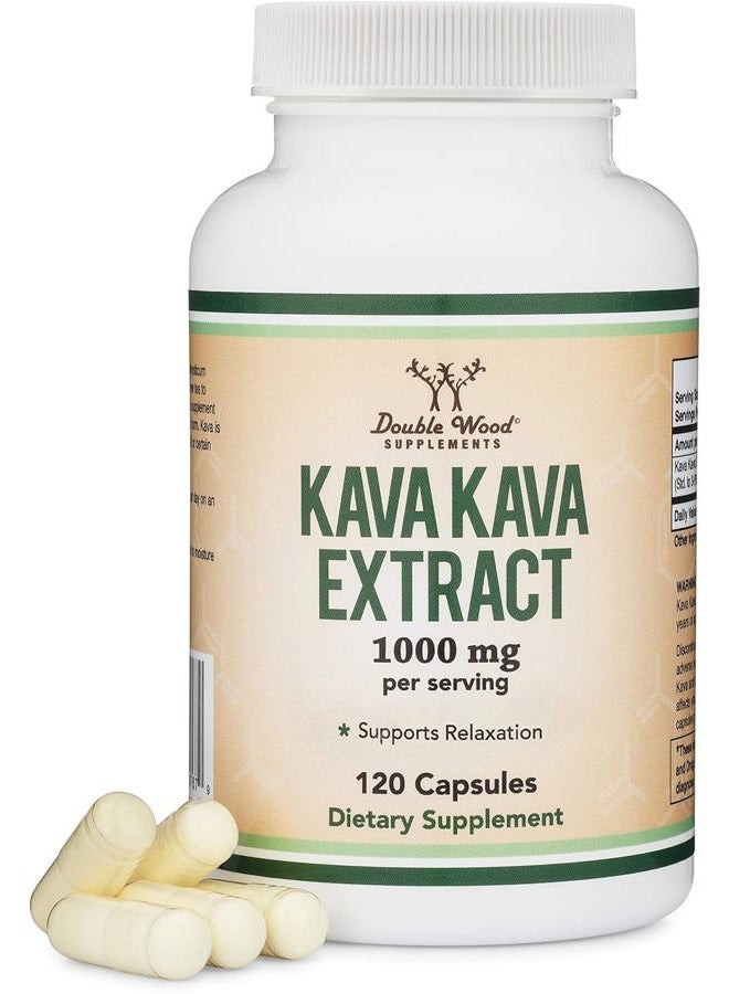 Double Wood Supplements كبسولات كافا كافا 1000 مجم لكل وجبة، 120 كبسولة (مستخلص جذر كافالاكتونز عالي النقاء بنسبة 3-5%) مستخلص جذر مسحوق كافا للاسترخاء (مصنوع في الولايات المتحدة الأمريكية، آمن للنباتيين) من شركة دبل وود - Image 5