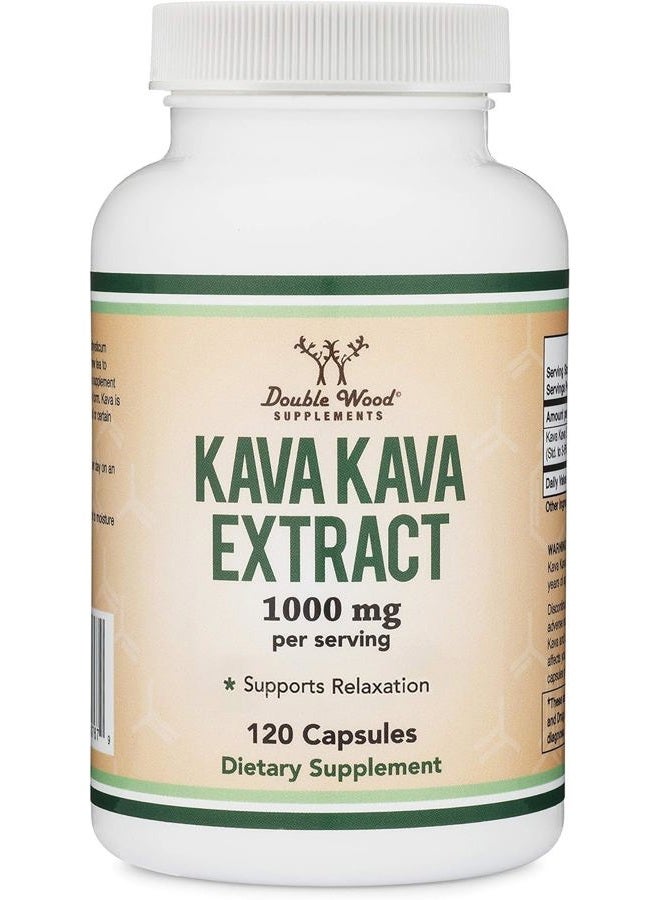 Double Wood Supplements كبسولات كافا كافا 1000 مجم لكل وجبة، 120 كبسولة (مستخلص جذر كافالاكتونز عالي النقاء بنسبة 3-5%) مستخلص جذر مسحوق كافا للاسترخاء (مصنوع في الولايات المتحدة الأمريكية، آمن للنباتيين) من شركة دبل وود - Image 4