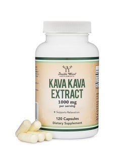 Double Wood Supplements كبسولات كافا كافا 1000 مجم لكل وجبة، 120 كبسولة (مستخلص جذر كافالاكتونز عالي النقاء بنسبة 3-5%) مستخلص جذر مسحوق كافا للاسترخاء (مصنوع في الولايات المتحدة الأمريكية، آمن للنباتيين) من شركة دبل وود  - Image 1