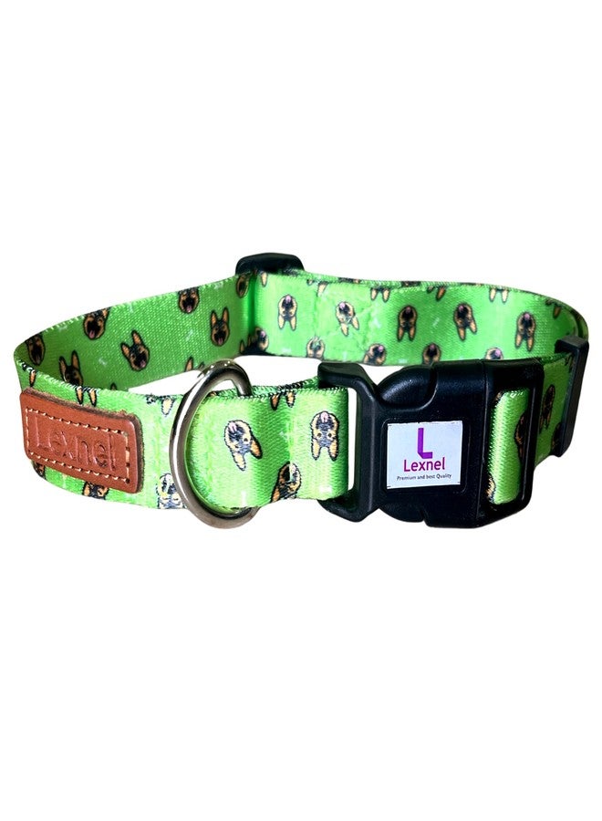 LEXNEL Durable Nylon Dog Collar - Lightweight, Quick-Release Buckle, Soft & Comfortable Fit, Adjustable Dog Collars for Small Medium Large Dogs (Hot Green, Medium) - Image 1
