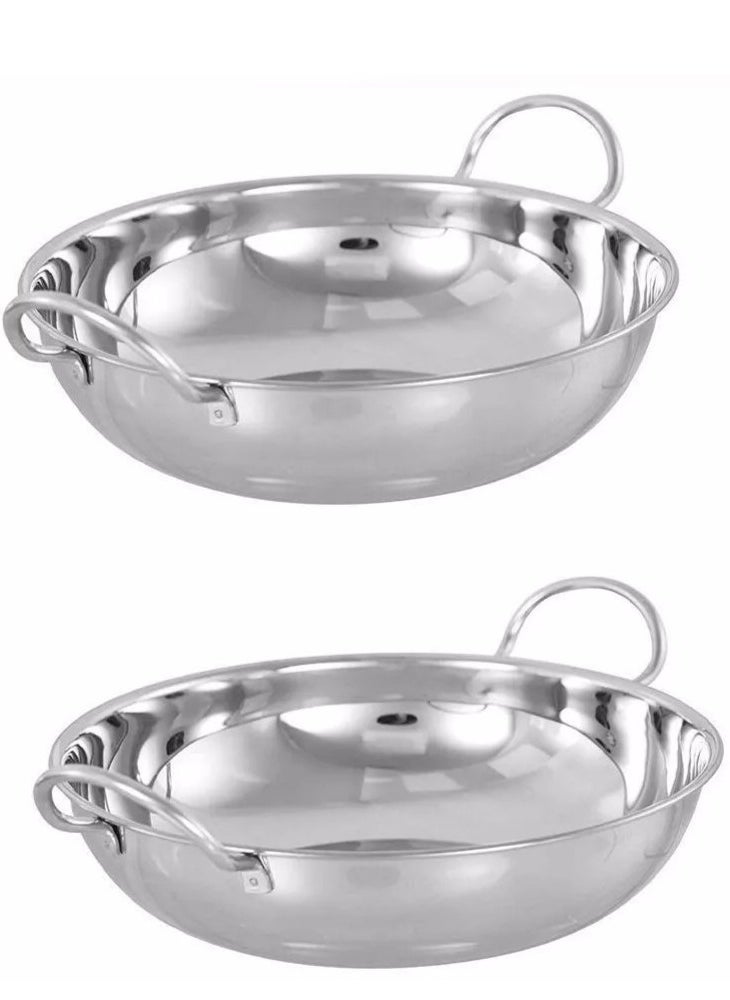555 2Pc Stainless Steel Kadai Serving Bowl  - Image 1