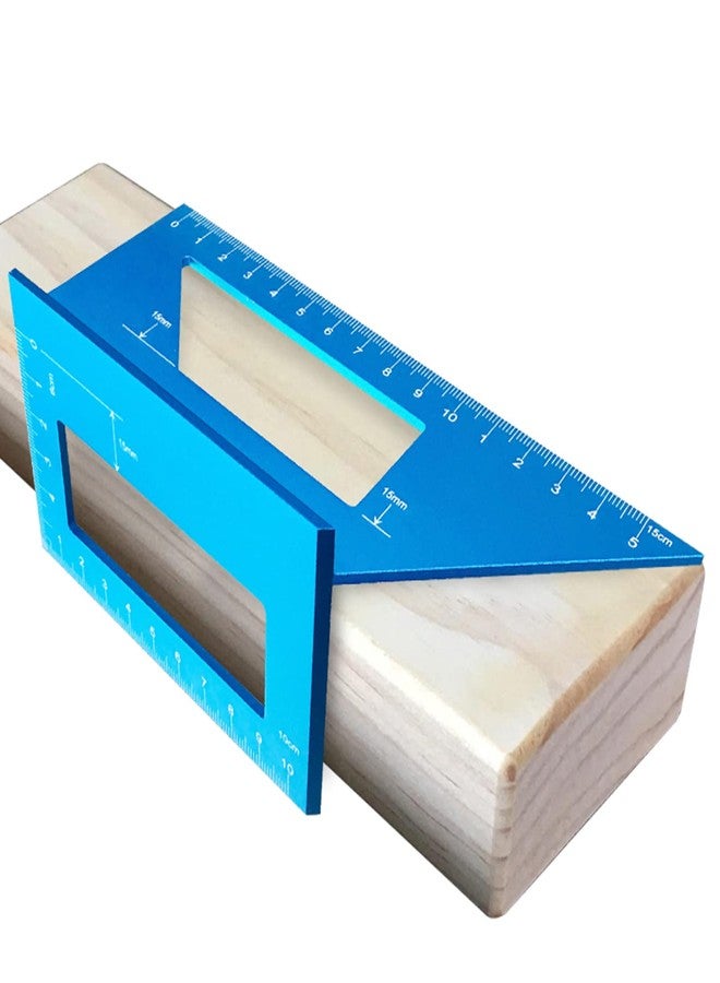 Thincol Woodworking Scriber Tool, Multifunctional Aluminum Alloy Saddle Layout Square Gauge 45/90 Degree Angle T Ruler(Blue) - Image 1