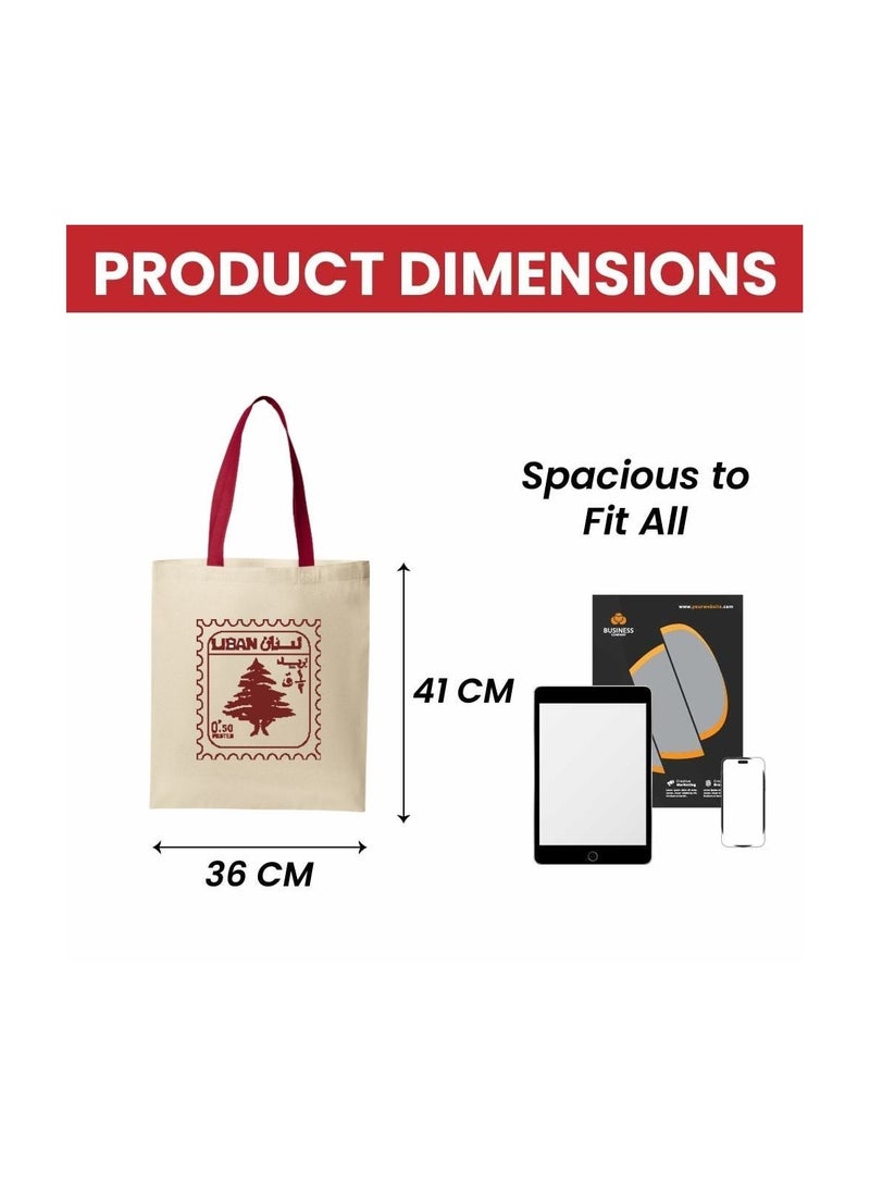 PRINTSHOP4ME Lebanon Cotton Tote Bag–Eco-Friendly,Reusable Cotton Bag With Sturdy Red Handles–Perfect For Celebrating Events And Festivals-Party Gift Idea And Cotton Gift Bag - Image 2