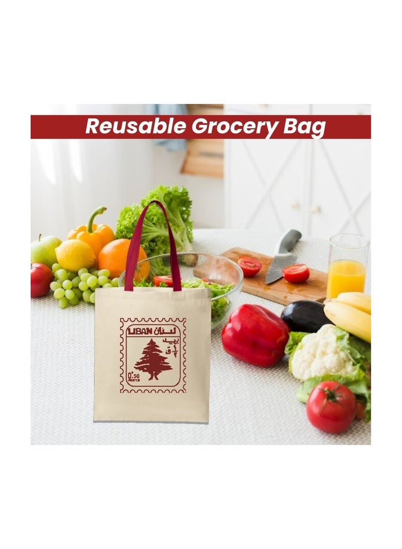 PRINTSHOP4ME Lebanon Cotton Tote Bag–Eco-Friendly,Reusable Cotton Bag With Sturdy Red Handles–Perfect For Celebrating Events And Festivals-Party Gift Idea And Cotton Gift Bag - Image 5