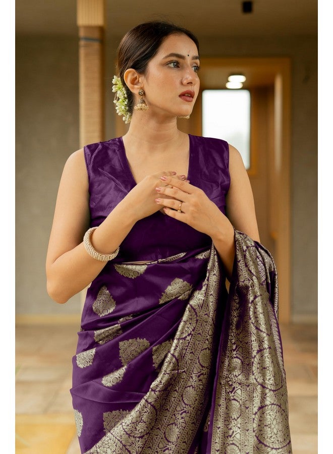 Subham Women's Silk Cotton Kanjivaram Soft Saree with Blouse Piece | Jacquard Design Banarasi Sarees (45857 - Wine, Golden) - Image 4