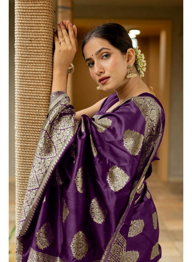 Subham Women's Silk Cotton Kanjivaram Soft Saree with Blouse Piece | Jacquard Design Banarasi Sarees (45857 - Wine, Golden) - Image 3
