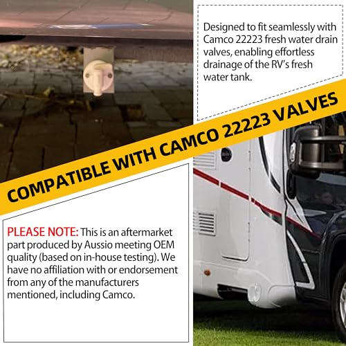 Aussio (2 Pack) 22223 RV Water Tank Drain Valve, Compatible with 3/4" & 1/2" Vinyl Tubing, Durable Plastic Drain Valve for Camper, Travel Trailer, and RV Fresh Water Tank System - Image 3