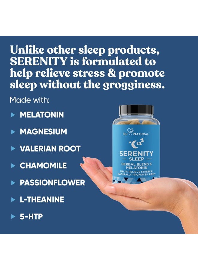Eu Natural Serenity Sleep Natural Sleep Aid – Potent Blend of Magnesium, Valerian Root and Melatonin – Natural Sleep Aid – Non-Habit-Forming Way to Relax and Get a Good Night's Sleep – 60 Vegan Soft Caps - Image 3