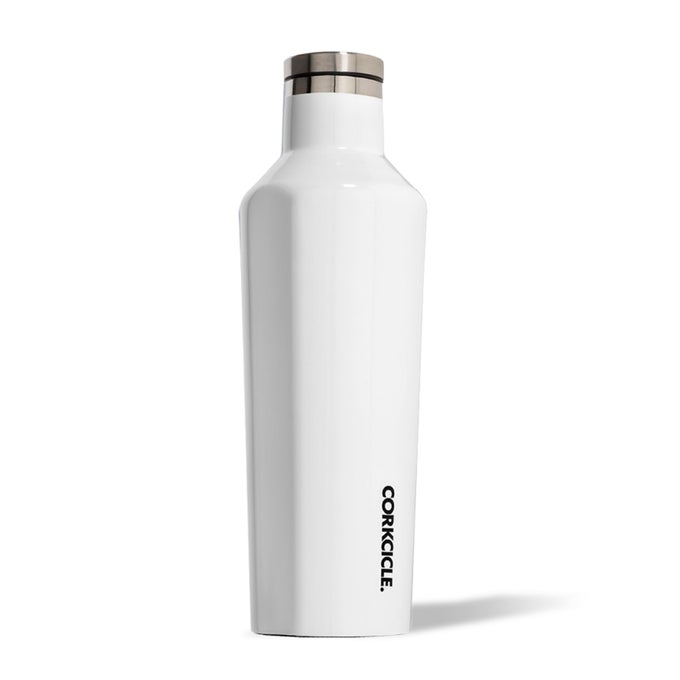 CLASSIC CANTEEN INSULATED WATER BOTTLE STAINLESS STEEL REUSABLE TUMBLER TRIPLE INSULATED KEEPS DRINKS COLD 25 HOURS OR HOT 12 HOURS CUPHOLDER FRIENDLY GLOSS WHITE 16 OZ