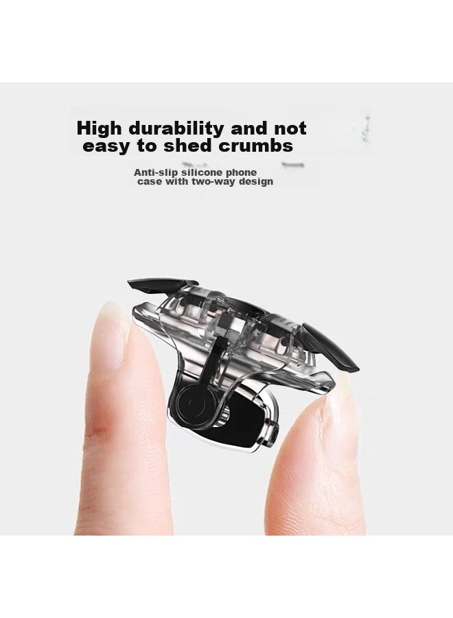 ISKA Yisika, Pubg Gadget, Four And Six-finger Mobile Game Peace Elite Mechanical Button Physical Auxiliary Pressing Gun Mobile Game Peripheral Clicker Shoulder Key For Apple And Android, Yx59 Transparent - Image 1